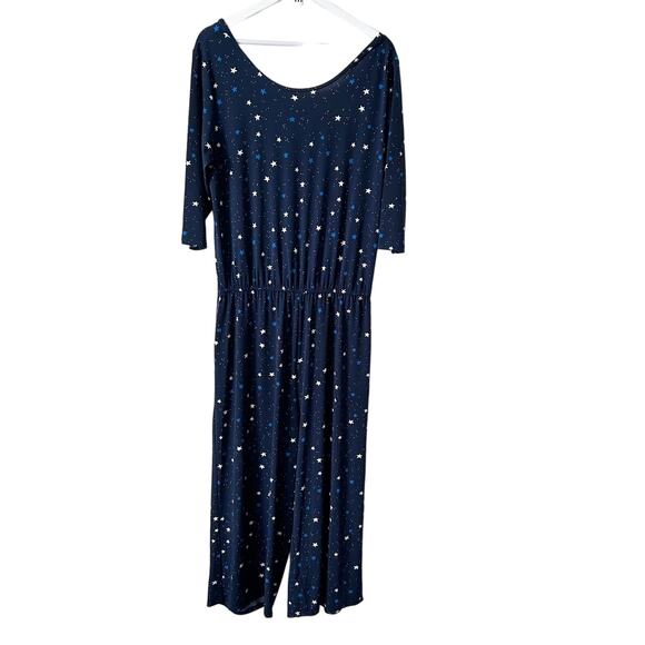 Leota Jumpsuit Size L Stars Novelty All Over Print Stretch Knit Graphic USA - Picture 1 of 7